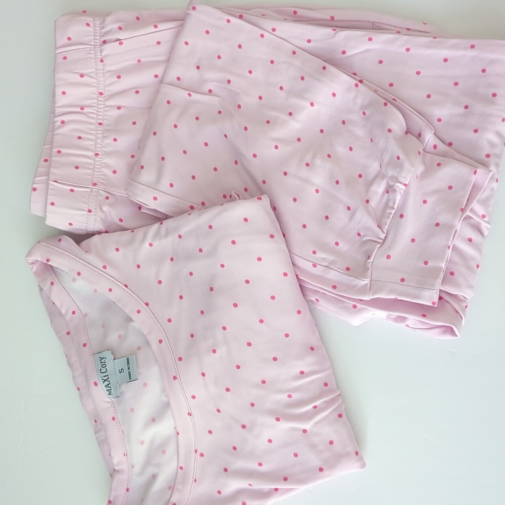 Maxi Cozy Soft Long sleeve/Long pants Pink Polka Dot Pajamas